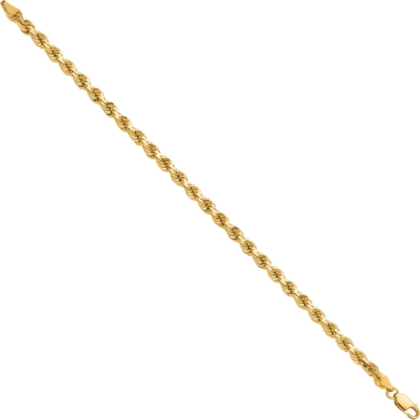 IceCarats 10K Solid Yellow Gold 4.25mm Thick Rope Chain Bracelet Diamond Cut, Polished