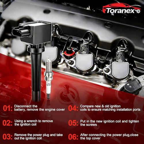 Toranex Ignition Coils Pack UF656 & Iridium Spark Plug 93501 Compatible with Mazda 3 Sport 6 CX-3 CX-5 CX-9 MX-5 Miata l4 2.0L 2.5L, Replaces C1837 5C1894 PE0118100A GN10625, Set of 4 by Toranex - Used condition - Image 7