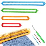 BAKAJI Set Telaio a Maglia Uncinetti Kit 4 Telai in Plastica Varie Misure con Accessori Ferri e Ago Unicnetto per Cappelli Sciarpe e Guanti (Rettangolari)