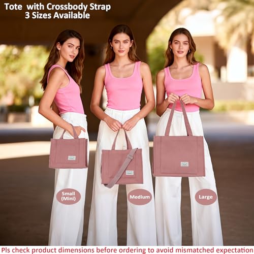 Image of UERRUAM Tote Bag for Women with Compartments,Corduroy Tote for Work Travel College Book Bag Women Purse Handbag Crossbody Bag