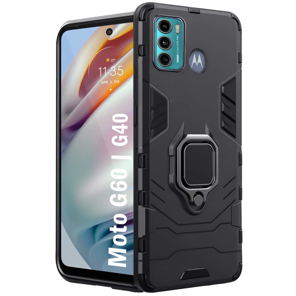 WOW IMAGINE Tough Armor Bumper Back Case Cover for Motorola Moto G60 | for G40 Fusion | Ring Holder & Kickstand in-Built | Excellent 360 Degree Protection (Carbon Black) (B09KCG4RM4) Amazon Price History, Amazon Price Tracker