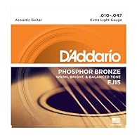 D'Addario's lightest gauge acoustic guitar string set, known for its superb, long-lasting tone and playing ease Preferred for its warm, bright, and well balanced acoustic tone Environmentally friendly, corrosion resistant packaging for strings that a...