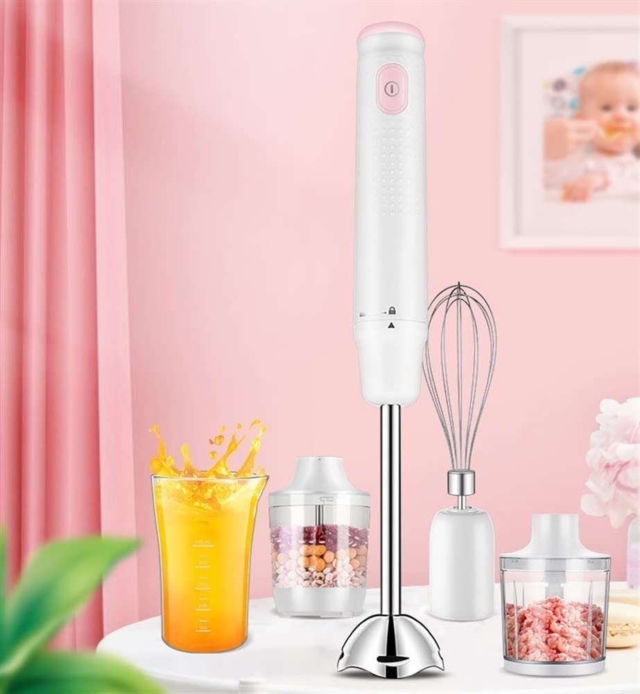 Blender ręczny zanurzeniowy, blender ręczny 4 w 1, trzepaczka do jajek, ostrza ze stali nierdzewnej, blender ręczny do koktajli/przecierów, jedzenia dla dzieci/sosów/zup