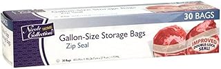 Kingzak Premium Plastic Zip Seal Gallon Freezer Clear - 10.5" x 11" (30 Pc) - Durable & Leak-Proof Storage Bags for Food Preservation and Organization