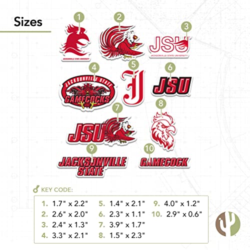 Jacksonville-State-University-Sticker-Gamecocks-JSU-Jax-State-Stickers-Vinyl-Decals-Laptop-Water-Bottle-Car-Scrapbook-T2-Type-2