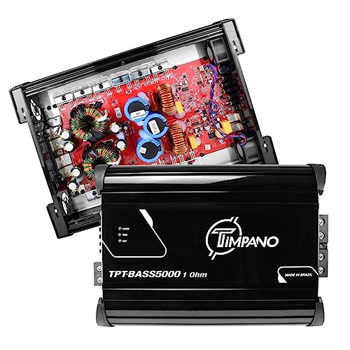 Image of Timpano 5000 Watts Mono Subwoofer Car Audio Amplifier TPT-BASS5000 1 Ohm - 12 Volts 5K Monoblock Class D Car Amp, Built-in Crossover & Bass Boost with Smart Fans