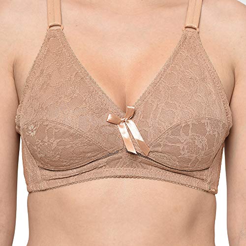 Image of Da Intimo Women's Synthetic Non-Wired Bra (DI-1272 BROWN-C20-34C Brown 34)