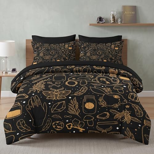 Pamnest Comforter Set Queen Size, Vintage Witch Dream 7 Pcs