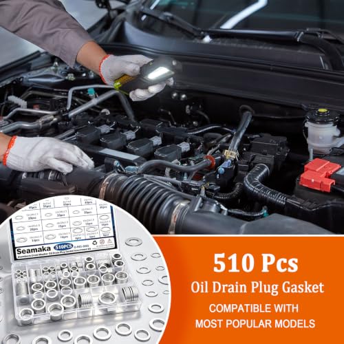 Image of 510PCS Oil Crush Washer,18 Sizes Oil Drain Plug Gaskets Assortment Kit,Automotive Aluminum Drain Plug Washer M6 M8 M10 M12 M14 M16 M18 M20 M22 M24