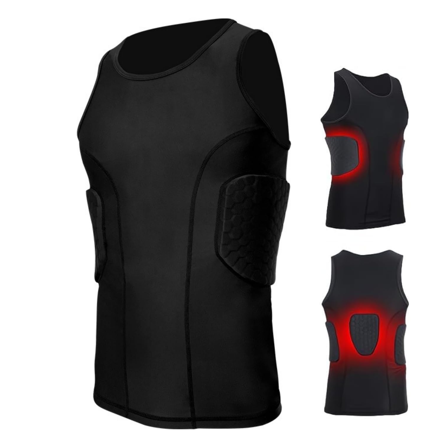 SOONHUA Maglia da calcio imbottita da uomo, protezione a costine, anti-shock, in silicone, imbottita, accessorio per la protezione sportiva, pallacanestro, attrezzatura protettiva da rugby