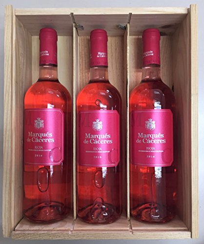 Caja de madera 3 botellas - Marques de Caceres - Vino Rosado