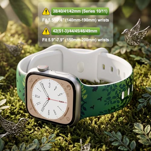 Image of Floral Band Compatible with Apple Watch Bands for Women 40mm 42mm 41mm 38mm 44mm 45mm 46mm 49mm, Cute Pattern Flower Soft Silicone Sport Strap for iWatch Series Ultra 11 10 SE 9 8 7 6 5 4 3 2