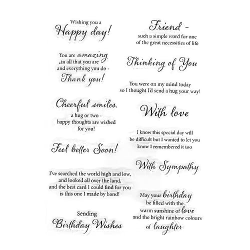 Arbuya Phrase Sentiment Thinking of You with Sympathy Friends Birthday Rubber Stamps Clear Stamps...