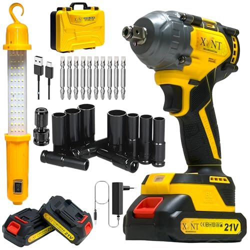 Image of XLNT 21V Brushless Impact Wrench 650Nm High Torque | 1 /2 inch Cordless, 2x10Ah Batteries | 0-2700 RPM, Cr-Mo Sockets, Bits, LED Light | Professional Automotive Heavy Duty Workshop