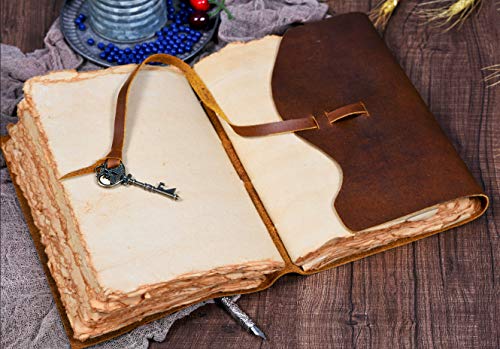 Image of LEATHER VILLAGE Green Leather Journal Key Lock, Fuchsia 10x7.