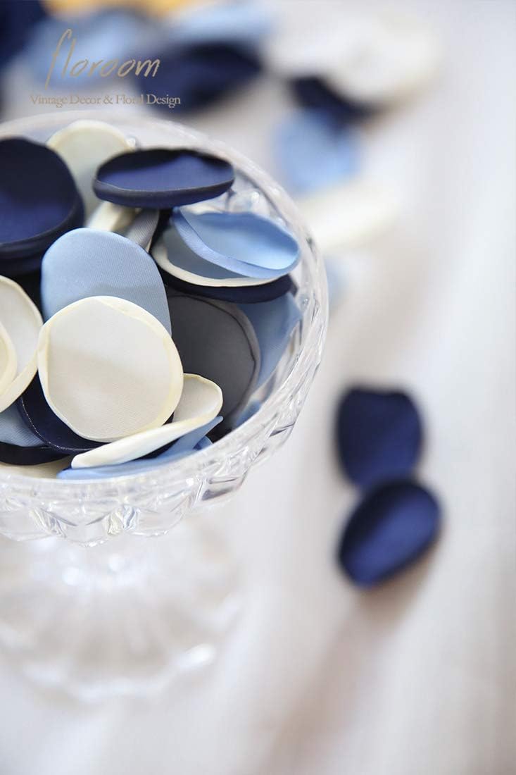 Floroom 300pcs Rose Petals Dusty Blue Navy Faux Silk Flower Petals for Wedding Flower Girl Basket Aisle Scatter Dinner Table Centerpieces Party Confetti Decoration Romantic Night Home Decor - Image 5