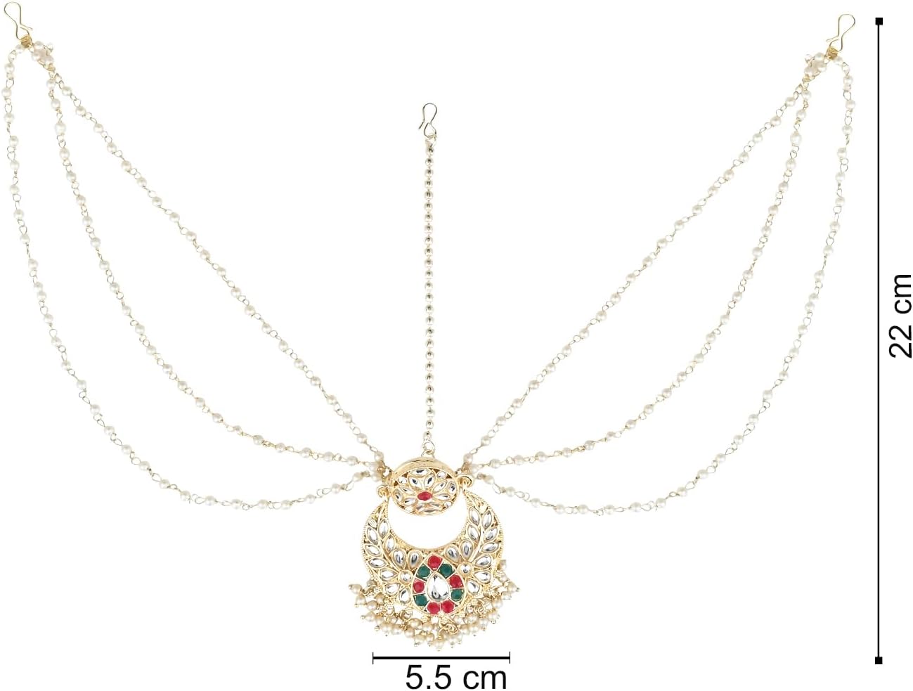I Jewels Gold Plated Traditional Floral Kundan Pearl Matha Patti For Women