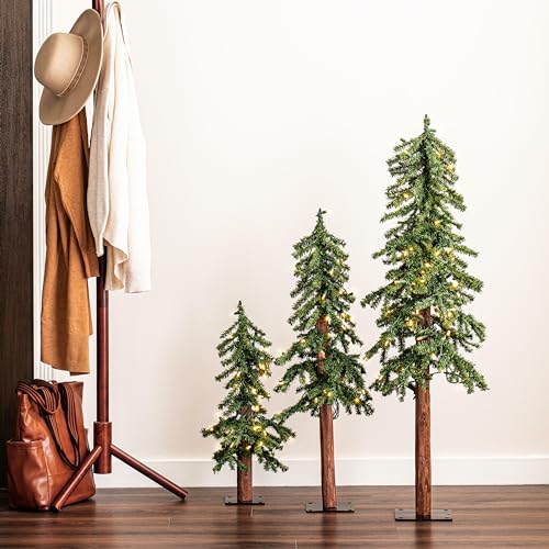 Vickerman-2-3-4-Natural-Alpine-Artificial-Christmas-Tree-Set-Warm-White-LED-Lights-Christmas-Tree-Set Vickerman 2 3 4 Natural Alpine Artificial Christmas Tree Set Warm White LED Lights Christmas Tree Set