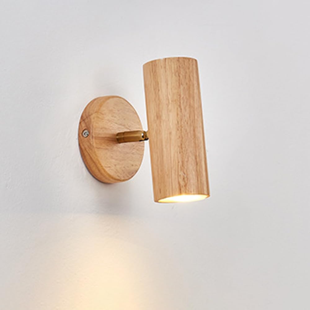 BHGFYXBS Wood Fixed Track Lighting Led Wall Mount Spotlight, Adjustable Ceiling Accent Spot Lamp, Directional Spotlights Ceiling/Wall Lamps For Commercial Household,1light
