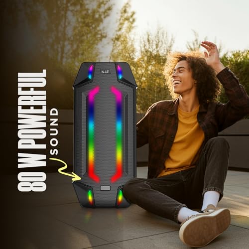 Image of Intex Boombox 80W DJ Party Speaker | Upto 3 Hour Playback Time & Wireless Karaoke Mic | 7 Mode RGB Lights, Dynamic Bass and Sound Effect | LED Display, TWS Function & Remote Control (Black)