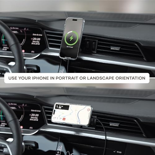 Image of Satechi Qi2 Wireless Car Charger, Travel Friendly Car Phone Mount Charger for Air Vents, 15W Fast Chargers, for iPhone 17 to 12 Series