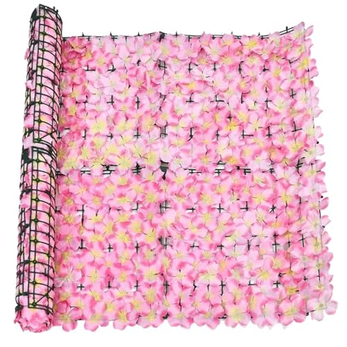 Seto artificial de flores rosas 100x100 cm para decoración exterior 2