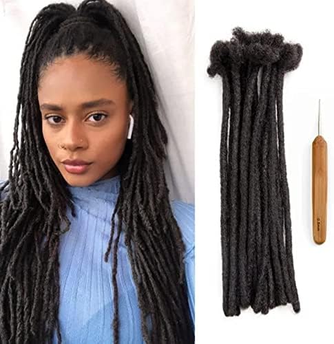 Loc Extensions Human Hair 6-22 Inch 0.6cm Width Handmade Permanent Dreadlock Extensions For Women/Men Can Be Dyed,Curled and Bleached
