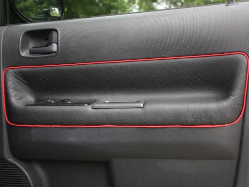 RedlineGoods insercion de Puertas Delanteras Compatible con Scion XA 2003-07 Cuero Latte Costura Negra