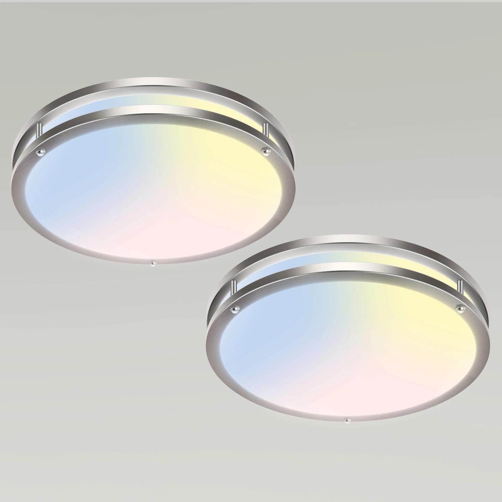 libtit 10 Inch Brushed Nickel Dimmable LED Ceiling Light 2 Pack