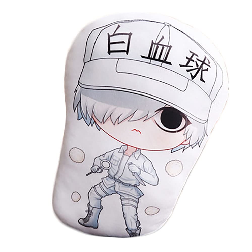 Anime David Production White Blood Cell Cushion Soft Polyester Hidden zipper closure Decorative Pillow Throw Pillow, Apply to Car decoration Home Sofa Bedding, size 20CM(bag pendant),45CM