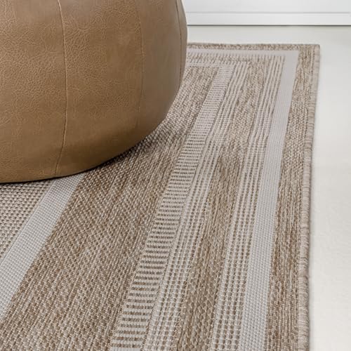 JONATHAN Y Border Stripe Indoor Outdoor Area Rug 3X5 Beige/Cream, Beckett Classic Casual for Backyard, Patio, Porch, Easy-Cleaning, High Traffic, Pet-Friendly, Non-Shedding (TSN208A-3) - Image 7