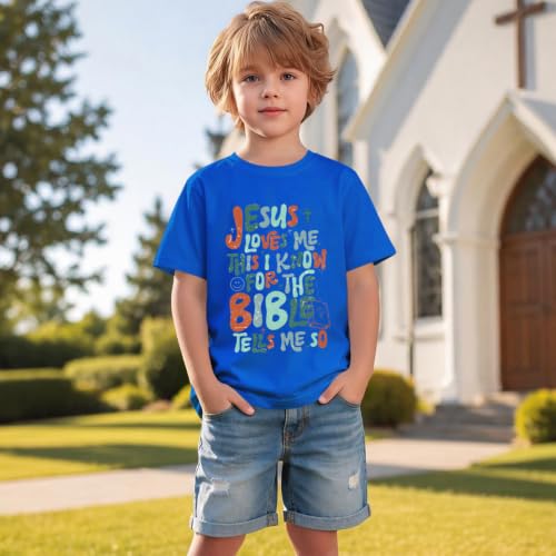 Image of Christian Shirts for Boys Kids Jesus Loves You Bible Verse God T Shirts Religious Faith Cute Graphic Tees Casual Tops