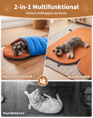 KingCamp Hundeschlafsack,2-in-1 Hundedecke & Hundematte