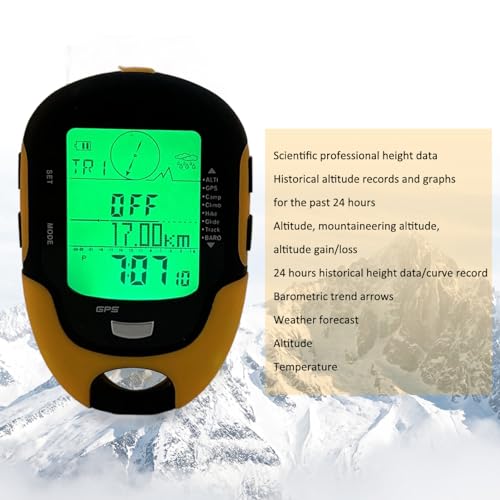 Altímetro electrónico GPS, FR510 ABS IPX4 Grado Impermeable Navegación al Aire/Medidor de altitud/Brújula de Temperatura y Humedad/Indicador de Tendencia climática