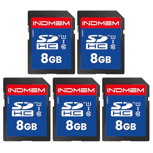 SD Card 8GB SD Memory Card 8GB UHS-I SDHC U1 Class 10 High Speed Card for Digital Camera Computer Trail Camera 5 Packs