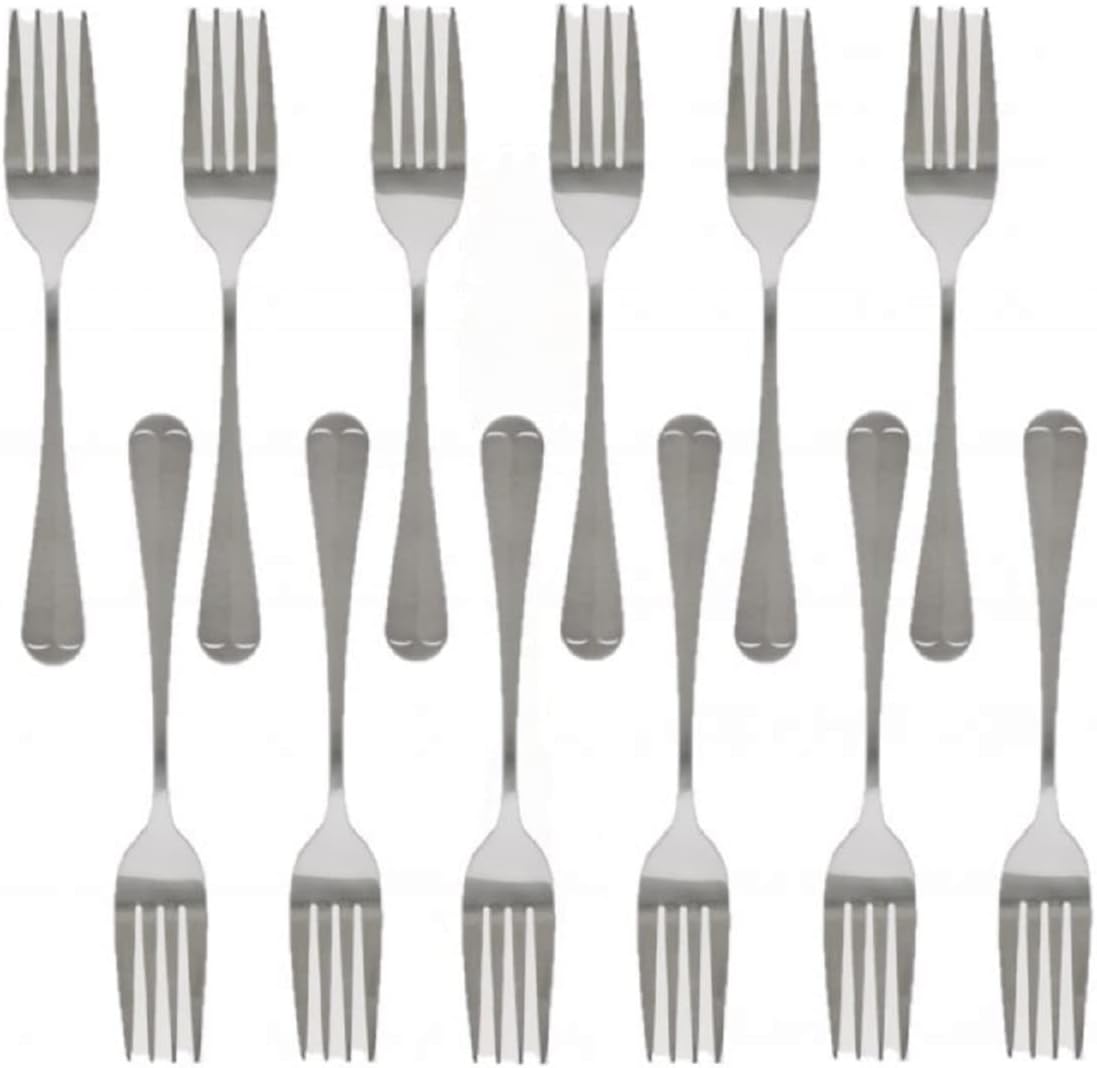 TrueCraftware- Dakota Stainless Steel Salad Fork Set of 12- Stainless Steel Flatware Silverware Cutlery Kitchen Tableware Set for Home and Restaurant Flatware Forks Silverware Salad Fork Cake Dessert