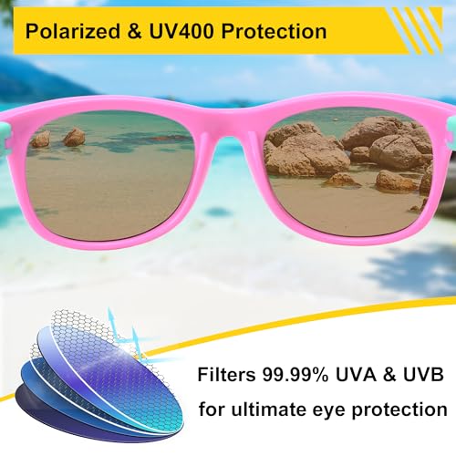 Image of AZORB Kids Polarized Sunglasses TPEE Rubber Flexible Frame for Boys Girls Age 3-10, 100% UV Protection