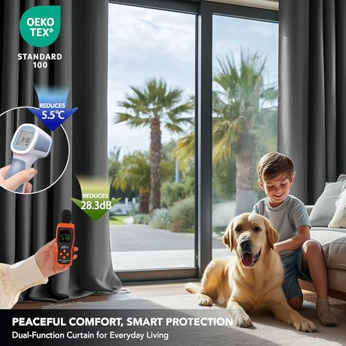Image of Deconovo Rod Pocket Blackout Curtains Room Darkening Thermal Insulated Curtains 38x45 Inch Dark Grey 2 Panels