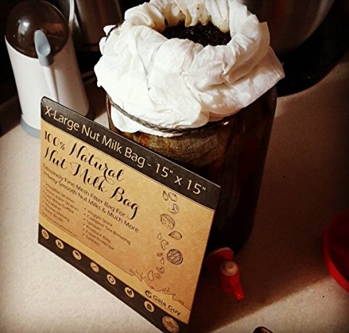 2 Extra-Large Nut Milk Bags - 15" X 15" - All Natural Hemp Reusable Food Strainer For Yogurt, Cheese, Nut Milks, Tea, Coffee & More - 100% Eco-Friendly (Hemp) #TOP4