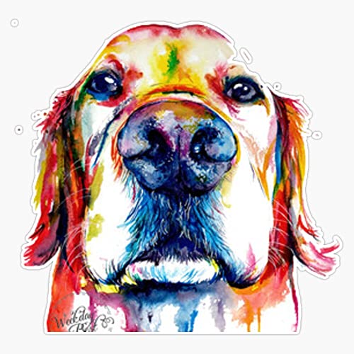 Golden Retriever Watercolor Sticker Vinyl Bumper Sticker 6 Mil Thick - Size 5