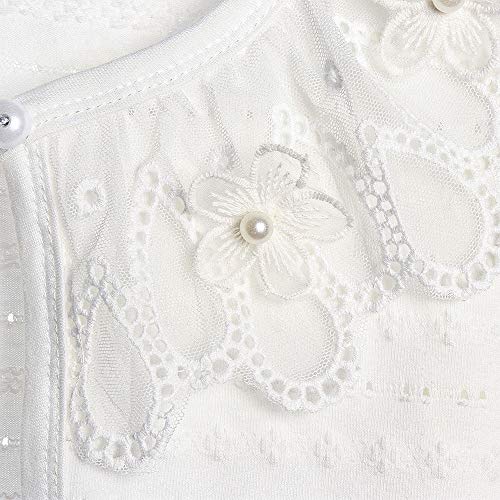 Image of Girl Lace Bolero Cardigan Shrug - Little Girl Long Sleeve Shrug Sweater with Pearls 2-11 Years