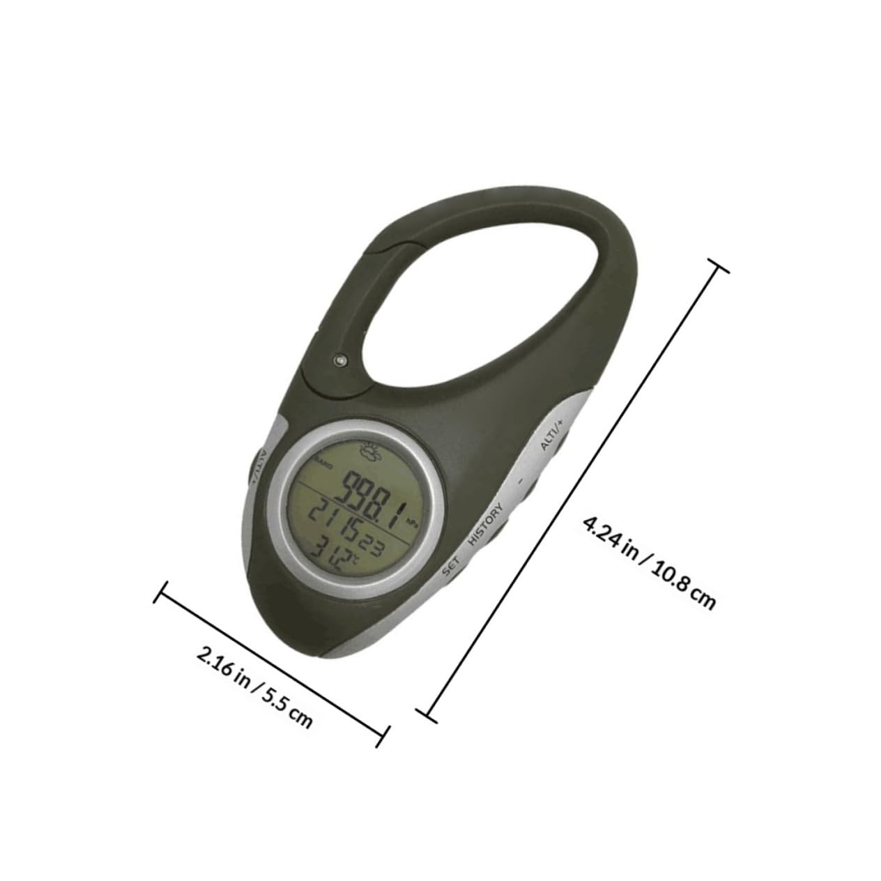 Ciieeo Medidor de Altura de Mano y Barómetro Portátil para Montañismo Medición de Nivel y Presión de Aire, Material Abs Resistente y Diseño Verde para Actividades al Aire Libre