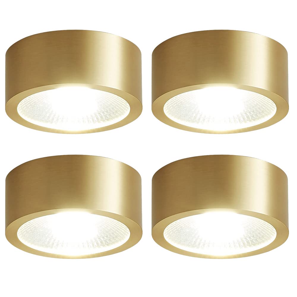 4 Pack Surface Mounted Spotlight Brass Downlight 3W5W7W9W Bedroom Lighting Fixtures Ceiling 6000K Cold Light COB Ceiling Light for Corridor Bedroom