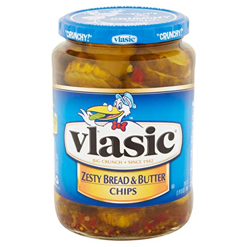 Amazon Com Vlasic Zesty Bread Butter Pickle Chips 24oz Glass Jar Pack Of 2 Grocery Gourmet Food