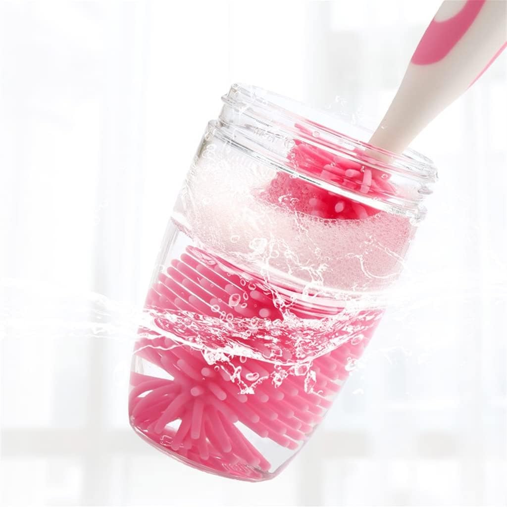 2 in 1 Bottle Brush Food Grade Silicone Pacifier Cup Nipple Teat Cleaning Brushes Suction Handle Design