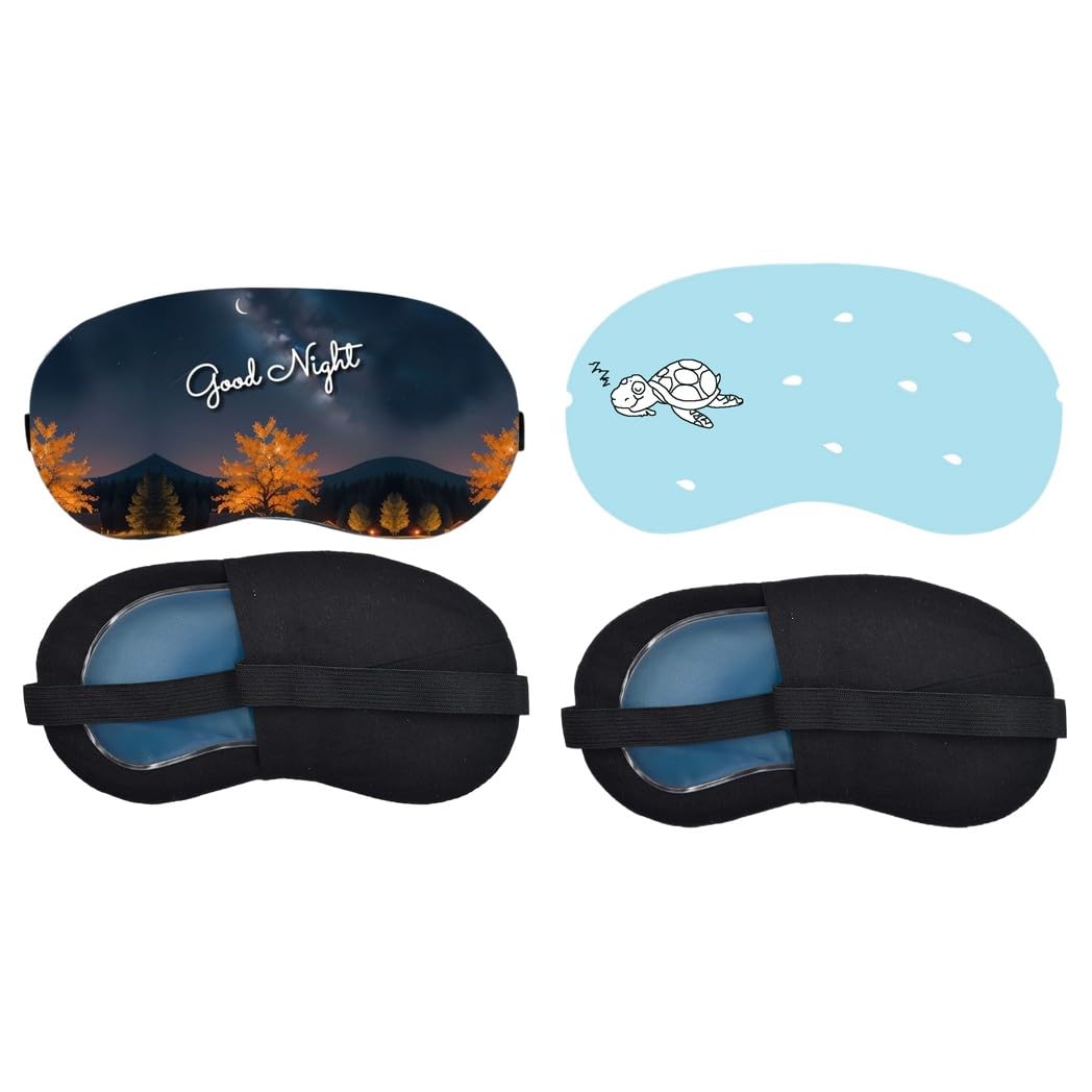 Aoxeria Good Night Autumn Forest, Minimal Fish Sky Sleeping Mask Combo, Soft Comfortable Light-Blocking Eye Cover for Women, Men & Kids, Reusable Blindfold for Night Sleep, Nap, Travel (Pack of 2)-image-43