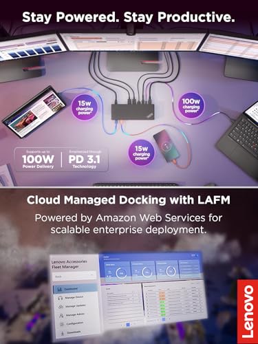 Image of Lenovo ThinkPad Thunderbolt 4 Smart Dock Gen 2 7500, Multiple Display Support, Integrated 1M Thunderbolt 4 Cable, Remote Hardware Management, 40Gbps Data Speed, 100W Power Delivery, Black