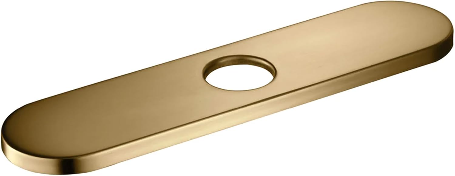 Kibi 10-Inch Kitchen Faucet Hole Cover – Stainless Steel Deck Plate Escutcheon for Single Hole Faucet, 3-Hole Sink Converter, Durable Corrosion-Resistant Finish (Brushed Brass)