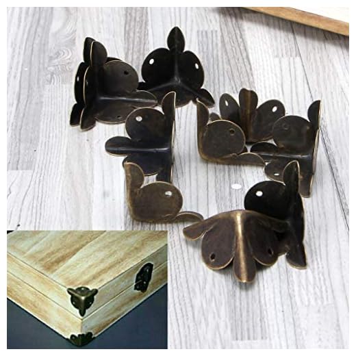 BIlinli 10 Piezas de Bronce Antiguo decoración joyería Vino Caja de Regalo Caja de Madera esquineros Protectores