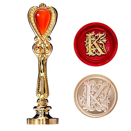 Letter K Sealing Wax Stamp, Alphabet Wax Seal Stamp for Envelope Wedding Invitation, Gold